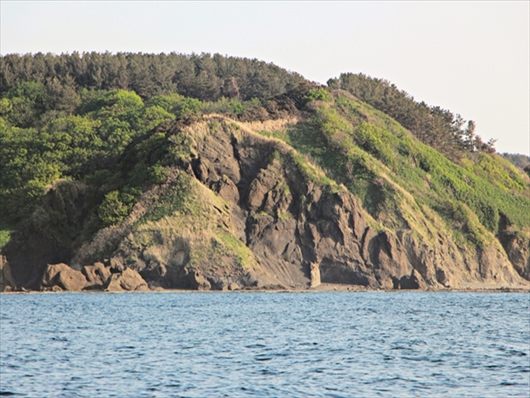 八幡崎は飛島の北端に突き出た崖