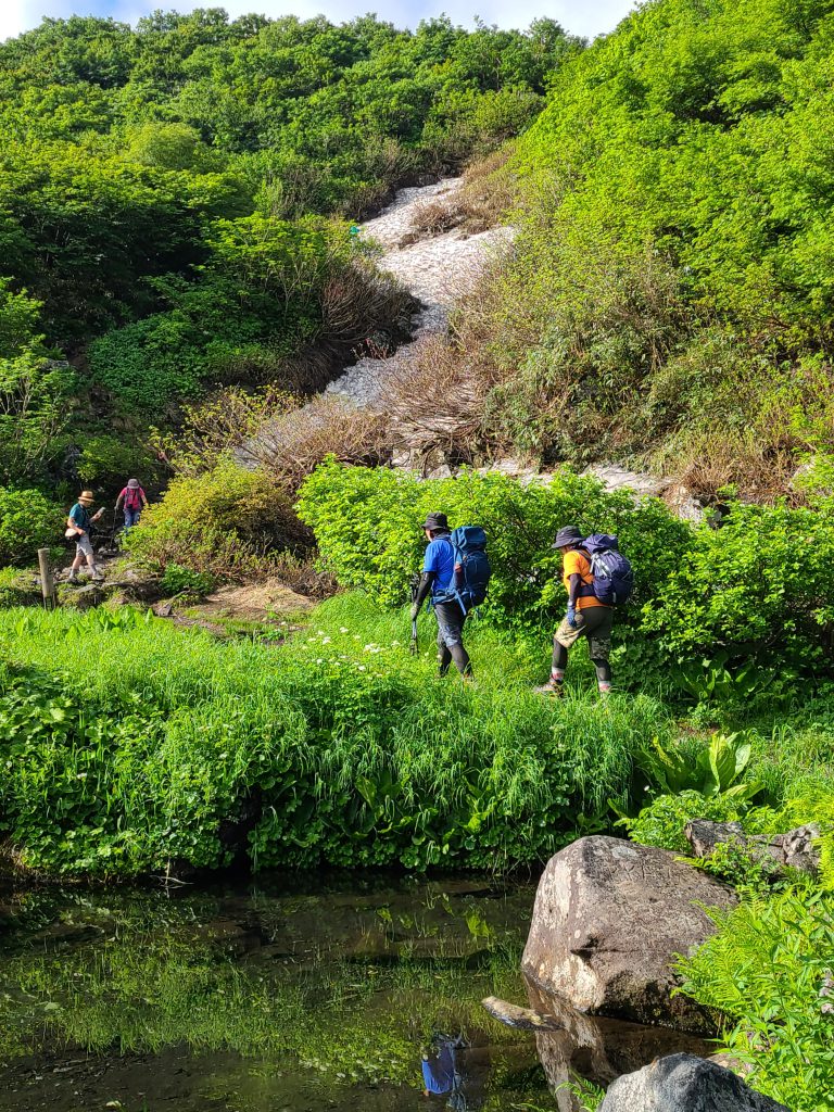 「垢離の池」と矢島口登山道入口